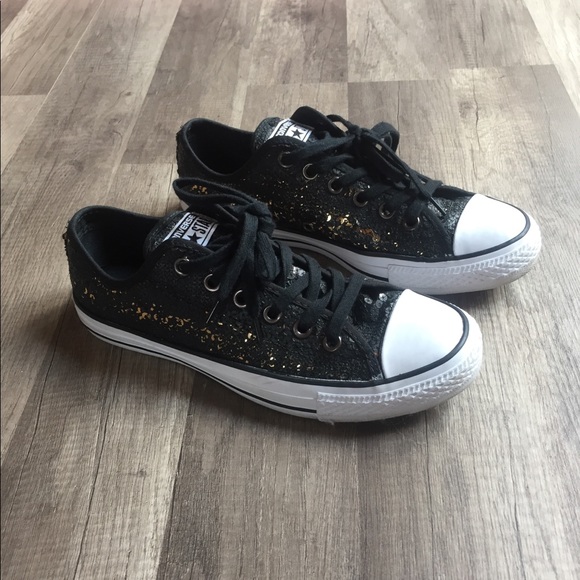 Converse Shoes - CONVERSE Black/Gold Sequined Sneakers